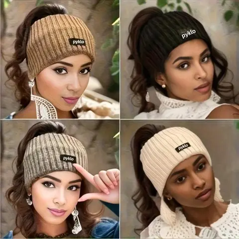 GRANK Unisex 4pc Thick Fabric Fashion Headband Set - Universal Adjustable, Thin Wide Elastic, Soft Casual Autumn-Winter Assorted Colored Accessories Kit Headbands