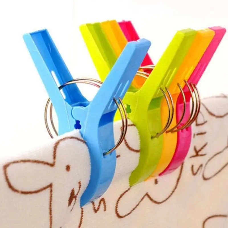 4pcs Plastic Laundry Clothes Pins Hanging Pegs Clips Household Food Clip Clothespins Socks Underwear Drying Rack Holder