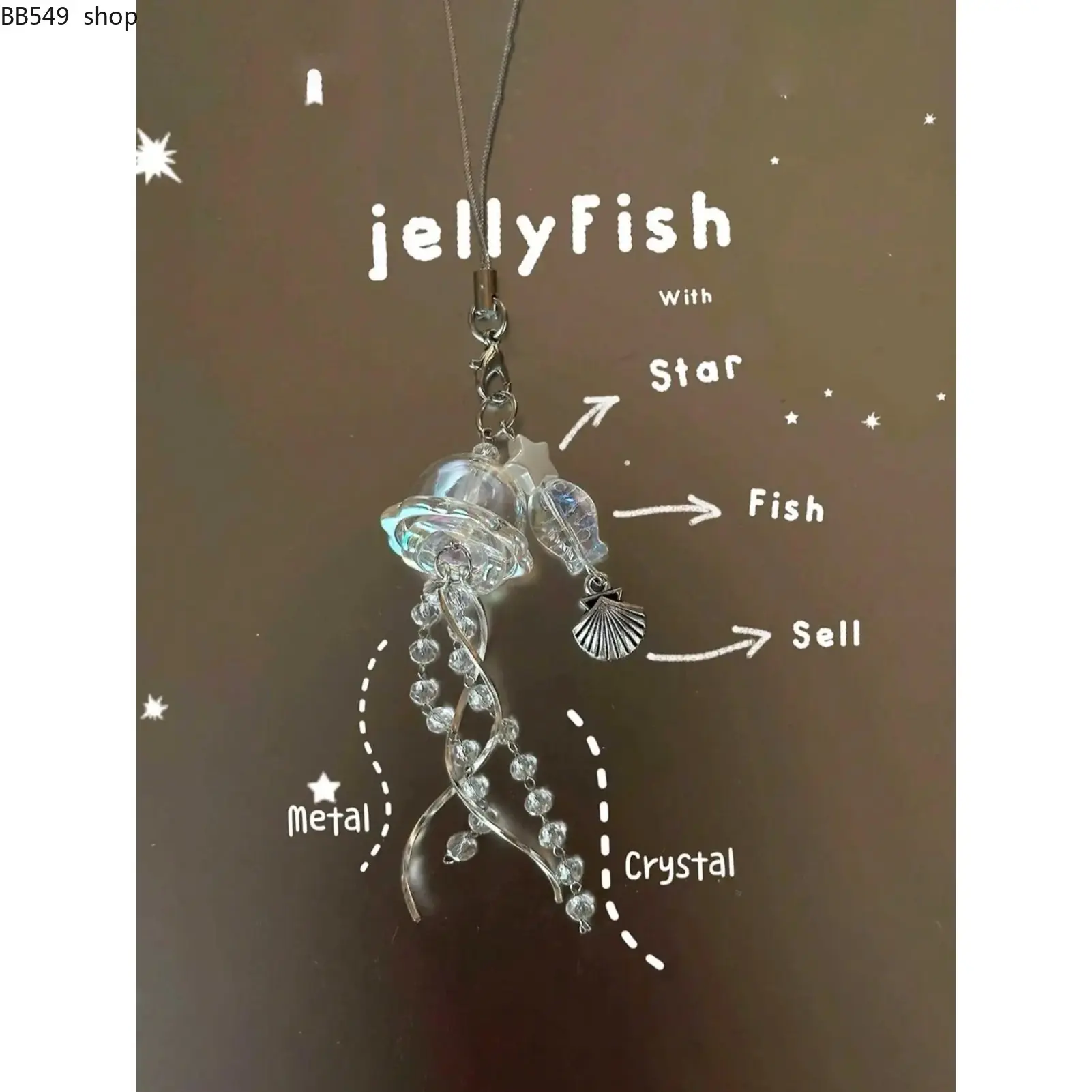Jellyfish Design Keychain, Cute Clear Phone Chain, Stylish Keychain, Fashionable Keychain for Women & Men, Cute Keychains, Trendy All-match & Exquisite Keychain for Birthday Gift, Keychain Pendant