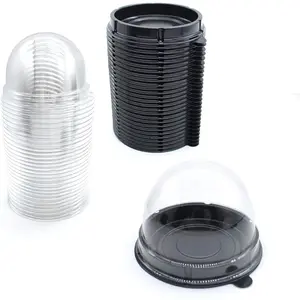 Clear Plastic Mini Cupcake Container,50 PC Desk Pet Containers Mooncake Boxes Muffin Pod Dome Muffin Single Desk Pet Holders Individual Cupcake Containers Plastic Disposable (Black, 50pc)