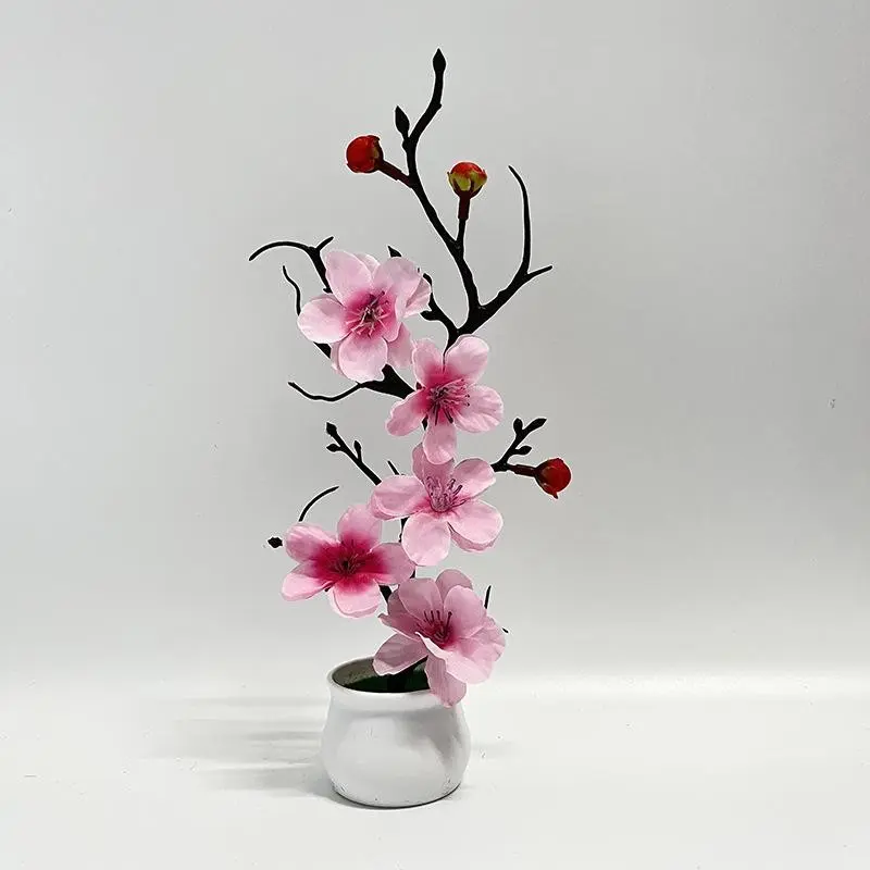 1 piece of artificial pink long-stemmed orchid and plum blossom made of faux white jade, Decorative flowers, suitable for spring refreshment, festive atmosphere, outdoor and home