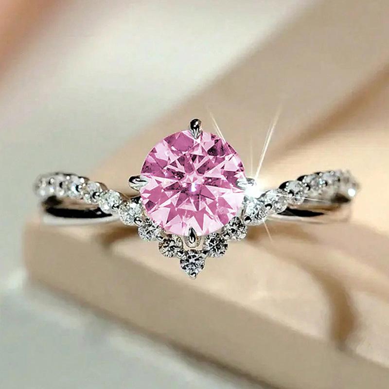 4-Prong V-Band Twisted CZ Engagement Ring | Luxury Gold Plated Wedding Band for Women