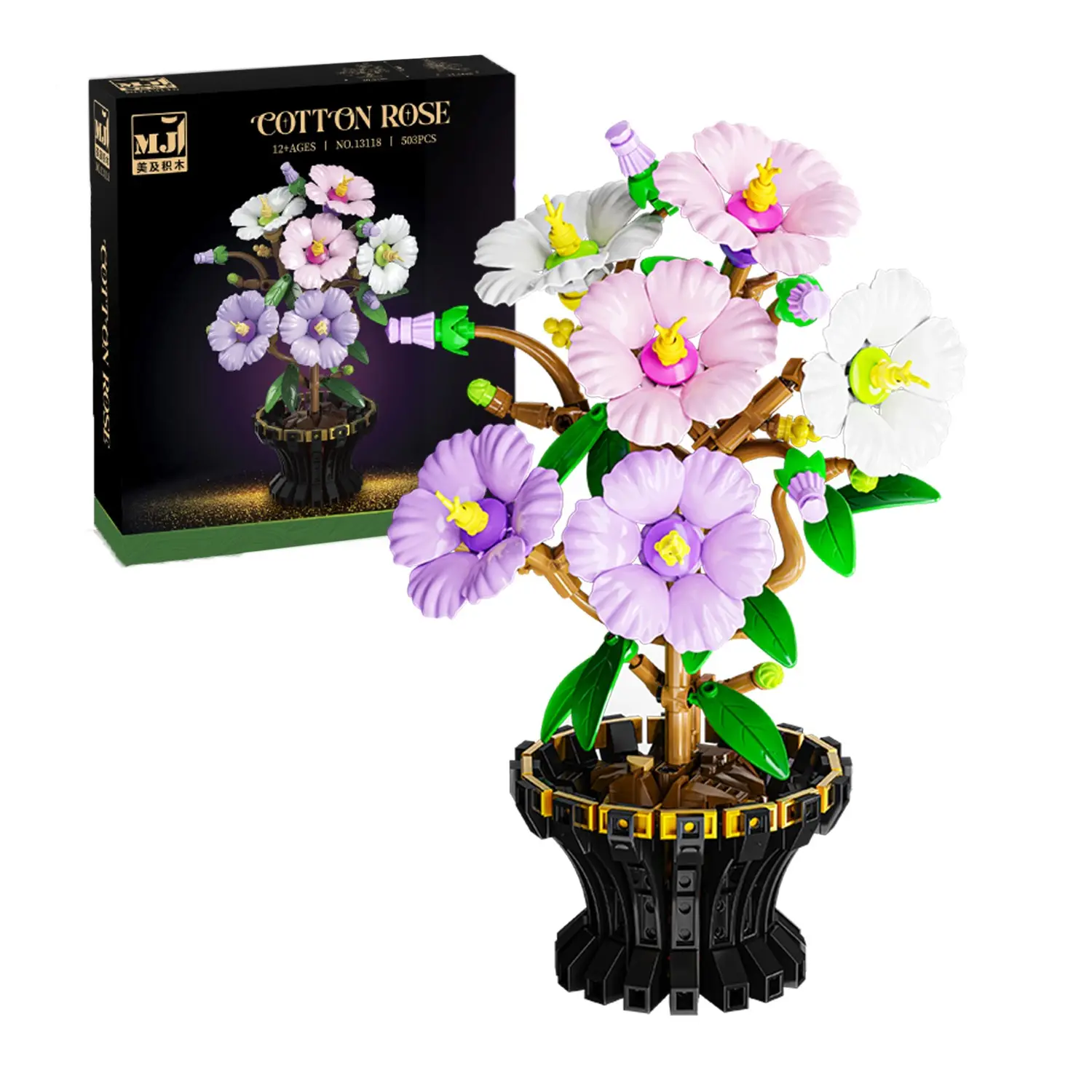 503 pcs Bouquet Building Set, Plant Collection Toy with Vase, Birthday Gift for Kids and Adults, Home Office Decor