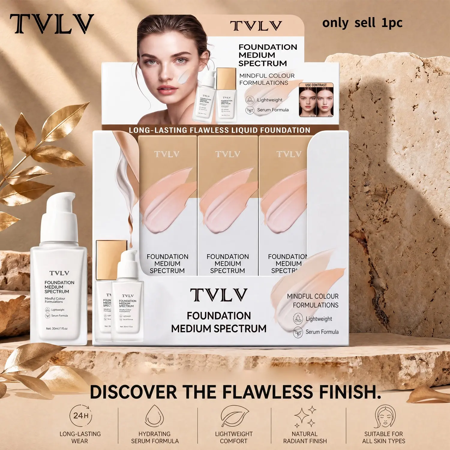 Color Changing Foundation for Mature Women, Instant Adaptation to Skin Tone, Lightweight Buildable Coverage, 24-Hour Wear, Natural Dewy Finish, Hypoallergenic