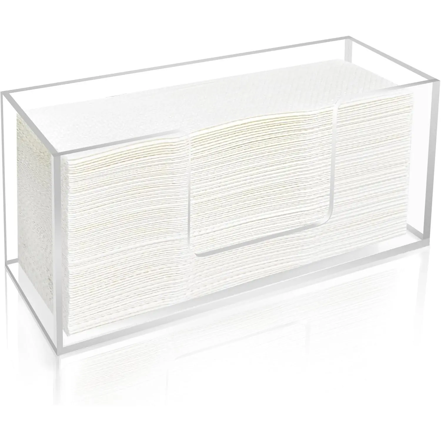 Acrylic Paper Towel Dispenser, Clear Napkin Holder for Bathroom, 1 Pack | Paper Towel Holder For Z-Fold, C-Fold And Multi-Fold Towels; Clear Acrylic Napkin Dispenser For Bathroom And Kitchen Counter