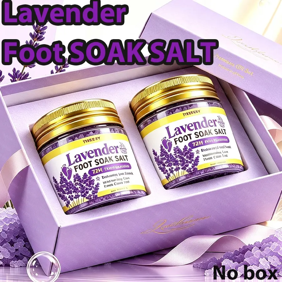 2Pcs Lavender Foot Bath Salt - Sea Salt for Deep Cleansing, Moisturizing Heels - 20-Min Soak for Dry Feet, Post-Exercise Odor control & Bedtime Routine SPA - Foot Soak Bath, 72H Odr control,Foot Care