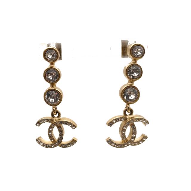 Pre-owned 【Alea】CHANEL 21B Tassel Diamond Stud Earring Alloy