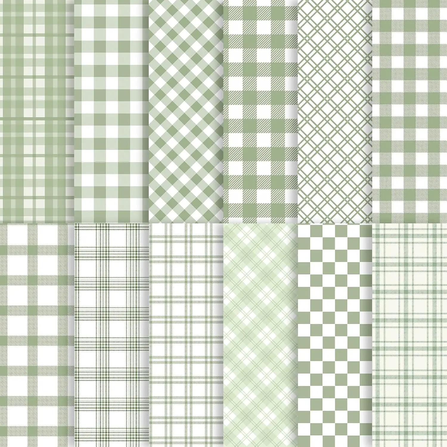 24 Sheets Sage Green  Scrapbook Paper, Double Side Greenery Lattice Patterns Decorative Craft Paper Folded Flat for Spring Easter Birthday Card Making  Showers Photo Album Decor, 12'' x 12''