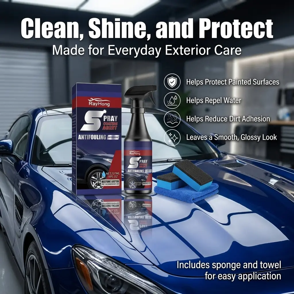 Car Coating Spray Kit, Auto Paint Cleaner and Sealant Spray for Car Body, Paint Surface, Gloss Shine, Mirror Finish Care, Water Beading, Dirt Repellent Care, Surface Protection Care, Exterior Detailing and Daily Vehicle Paint Maintenance Use