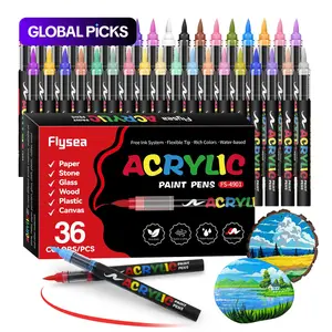 Acrylic Paint Soft Brush Markers Set, Soft Brush Tip, Automatic Ink Control, Paint Markers for Wood, Stone, Canvas, Glass, Fabric, DIY Crafts, Versatile Use, Acrylic Painting Pen, Acrylic Painting Supplies, Coloring Markers #GLOBAL PICKS
