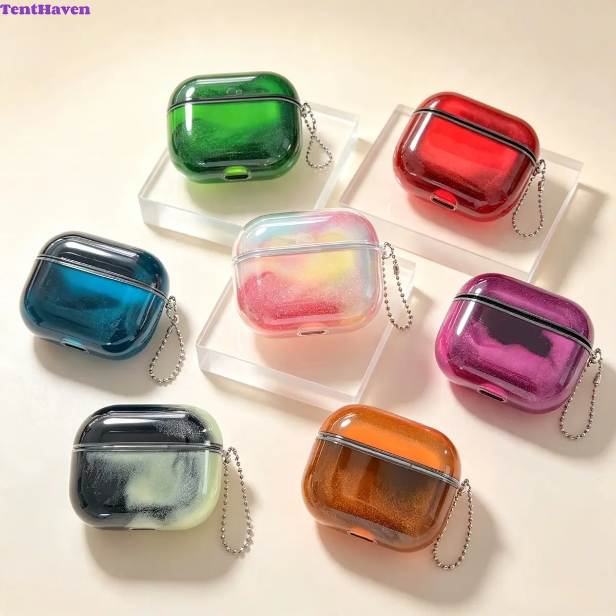 2026 Unisex Glow-in-the-Dark AirPods Shell - Portable Hard PC Shockproof Luminous Quicksand Cover, Wireless Charging Compatible, Stylish Night Aesthetic Accessory for AirPods 1/2/3/4/Pro/Pro2 Daily Carry, Glow Effect