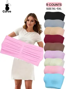 【Plus Size】solid Color Bandeau Bra, Casual Comfortable Breathable Bra for Daily Wear, No Padding,Women's Plus Size Lingerie for All Seasons, Straplessbra