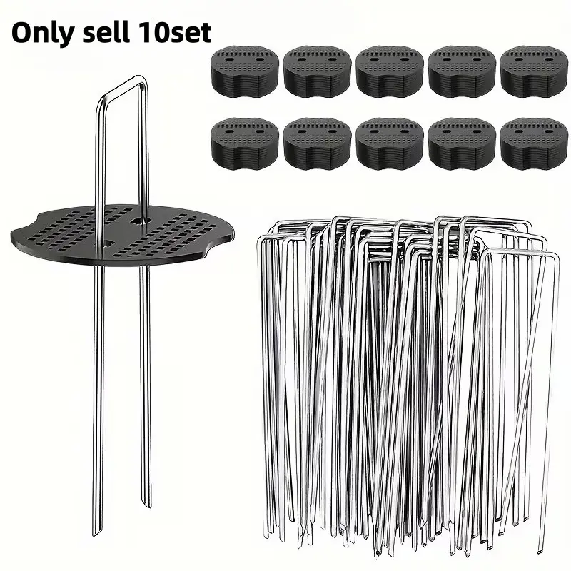 10-Piece U-Shaped Galvanized Iron Durable Tent Poles Set, Includes 10 Washers, Ideal for Outdoor Tents, Garden Cloths, Landscape Covers