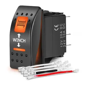 Nilight 7Pin DPDT On/Off UTV Winch Momentary Rocker Switch Orange Backlit