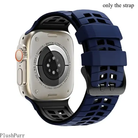 2-Tone Double-Hole Silicone Smart Watch Strap Accessory - Adjustable, Breathable, Sports & Daily Wear Item, Durable, Keeps Wrist Cool, Multi-Size for Series 1-S11 & Ultra, Strap Only (TikTok Shop Back to School) by Sohochic Accessories