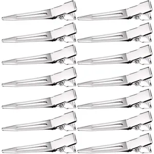 50 Pack Duck Billed Clips 1.75 Inch Single Prong Metal Alligator Clip Durable Silver Hair Pins for Women Curl Dread Extension Setting Salon DIY