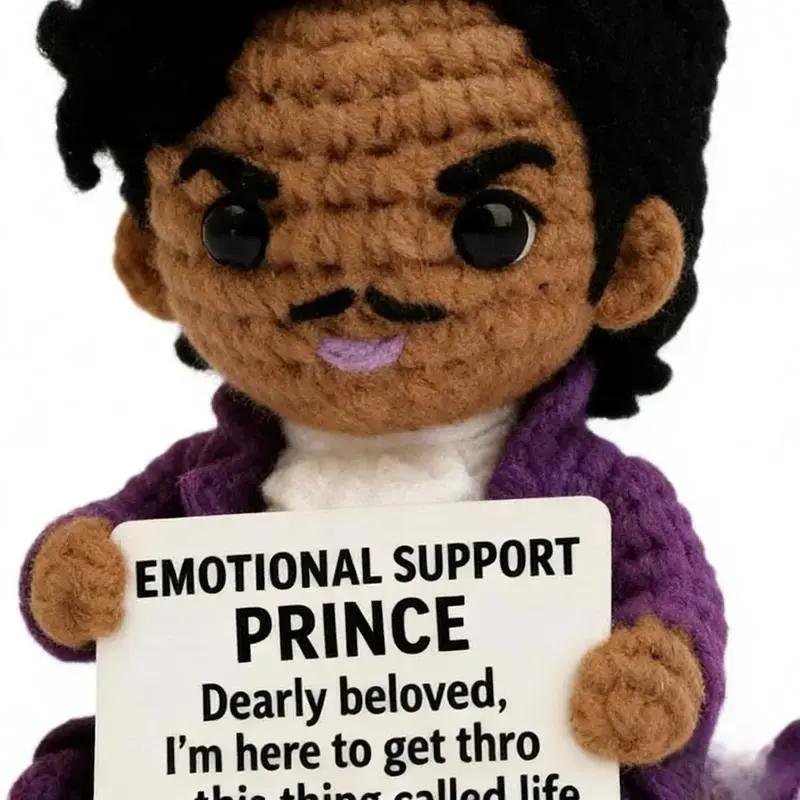 Emotional Support Prince Crochet Doll Handmade Comfort 3D Plush Collection Stuffed Animals Unique Appearance Soft Cozy Feel.