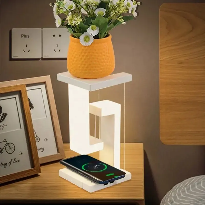 Floating Anti-Gravity Wireless Charging Desk Lamp, LED Light Supports Phone Wireless Charging, Romantic Home Decor Item