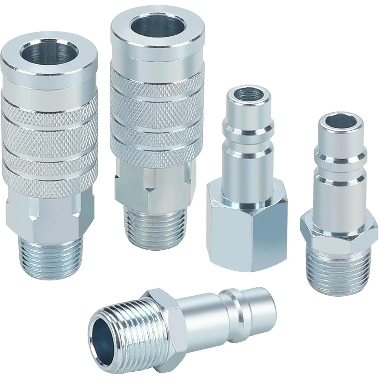 1/2” Air Hose Fittings Set, High Flow 2 count I/M Industrial Type Coupler with 1/2” MNPT, 3 count Plugs with 1/2” NPT, 5 count Steel Air Compressor Accessories Quick Connect Fittings 300PSI