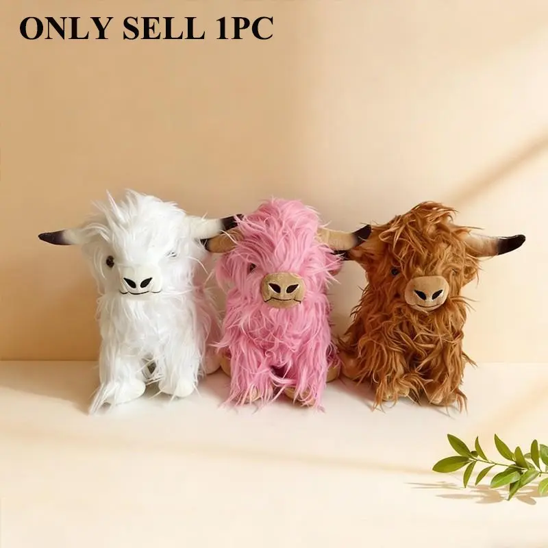 28cm Scottish Highland Cow Plush Toy, Soft Long Hair Animal Doll, Realistic Farm Cow Stuffed Animal, Cute Gift for Kids and Adults, Multiple Colors Available, Soft Huggable, Stuffed Farm Animals, Stuffed Animal Gifts