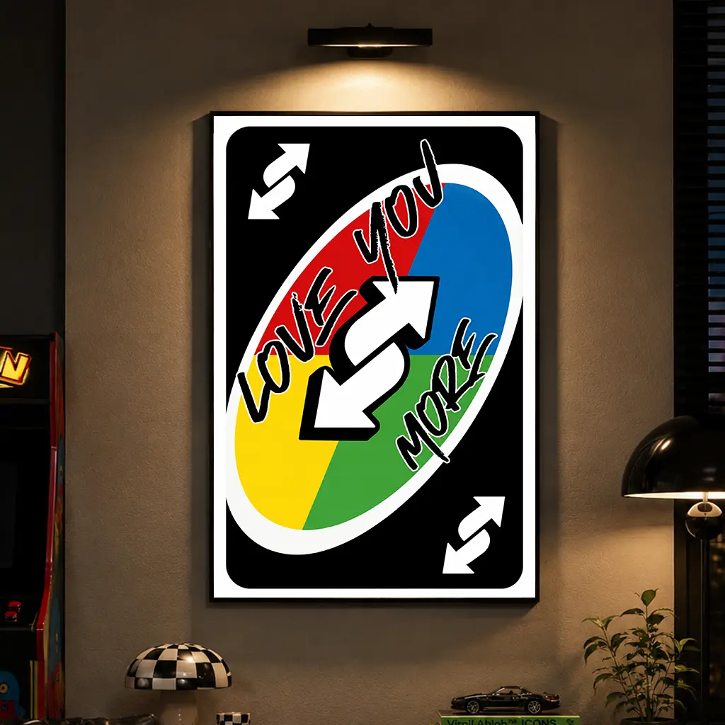 Love You More Uno Reverse, Playing Card Wall Art, Uno Card Poster Decor, Reversible Card Print Gift, Decorative Artwork, Card Game Wall Decor, Funny Wall Art, Bedroom Decor, Aesthetic Room Decor, Gift Idea