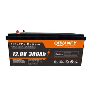 12V 300Ah Lithium LiFePO4 Battery, 200A BMS 3840Wh Rechargeable Lithium Iron Phosphate Battery for Solar Energy Storage, Backup Power, RV, Camping, Off-Grid, Marine