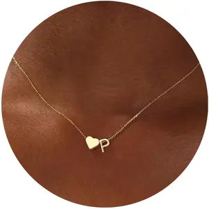 Turandoss Heart Initial Necklace for Women Teen Girls - 18K Gold Plated Letter A-Z Pendant Necklace Dainty Heart Necklaces Tiny Initial Necklaces Birthday Gifts for Women Jewelry