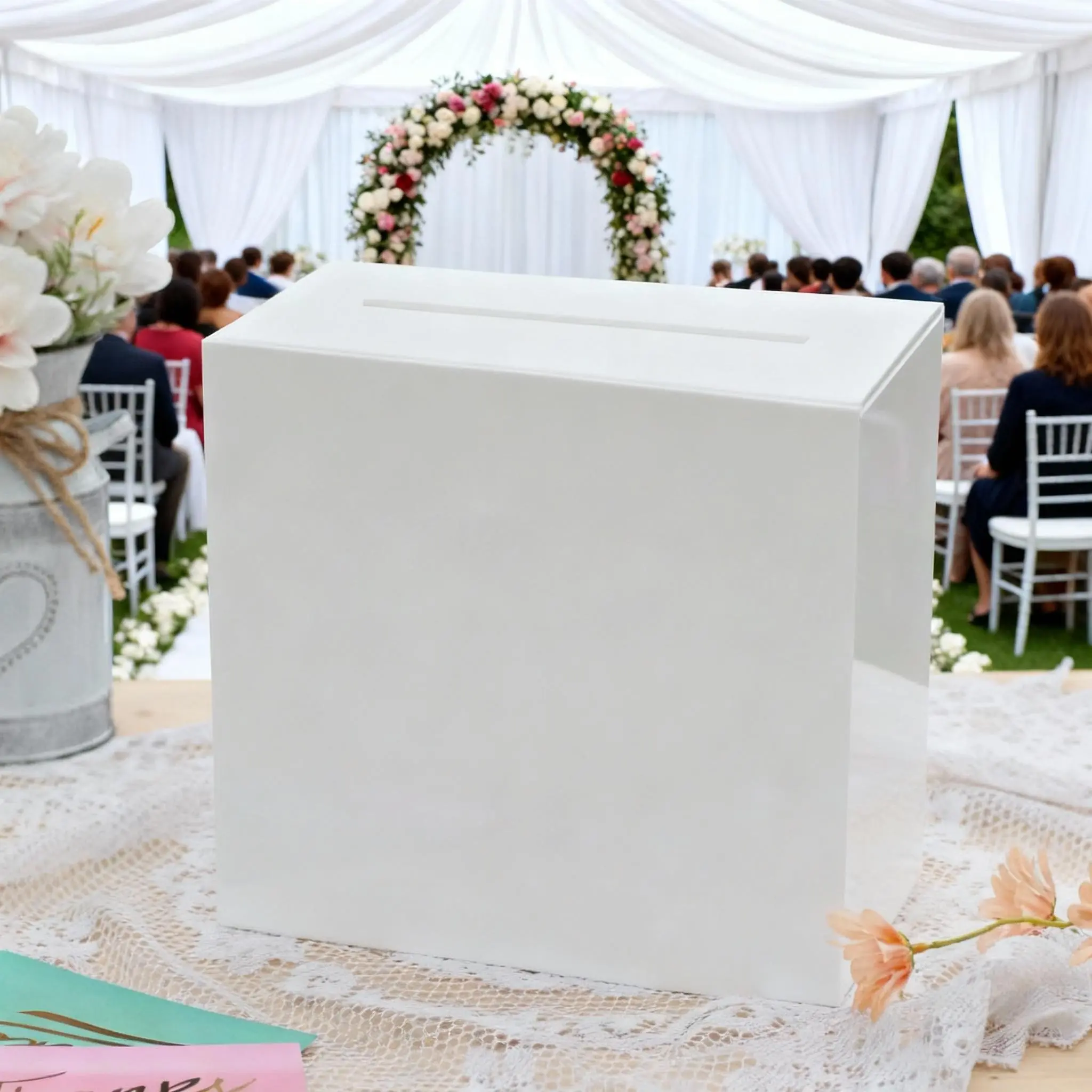 Acrylic DIY Wedding Card Box, Large 10x10x5.5 Inches, Blank No Print, for Weddings, Parties, Donations, Elections, Graduation Gifts