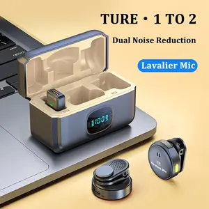 Wireless Lapel Microphone with Charging Box, Type-C Receiver, USB Rechargeable, Noise Cancelling, Ideal for Live Streaming, Phone Video Recording
