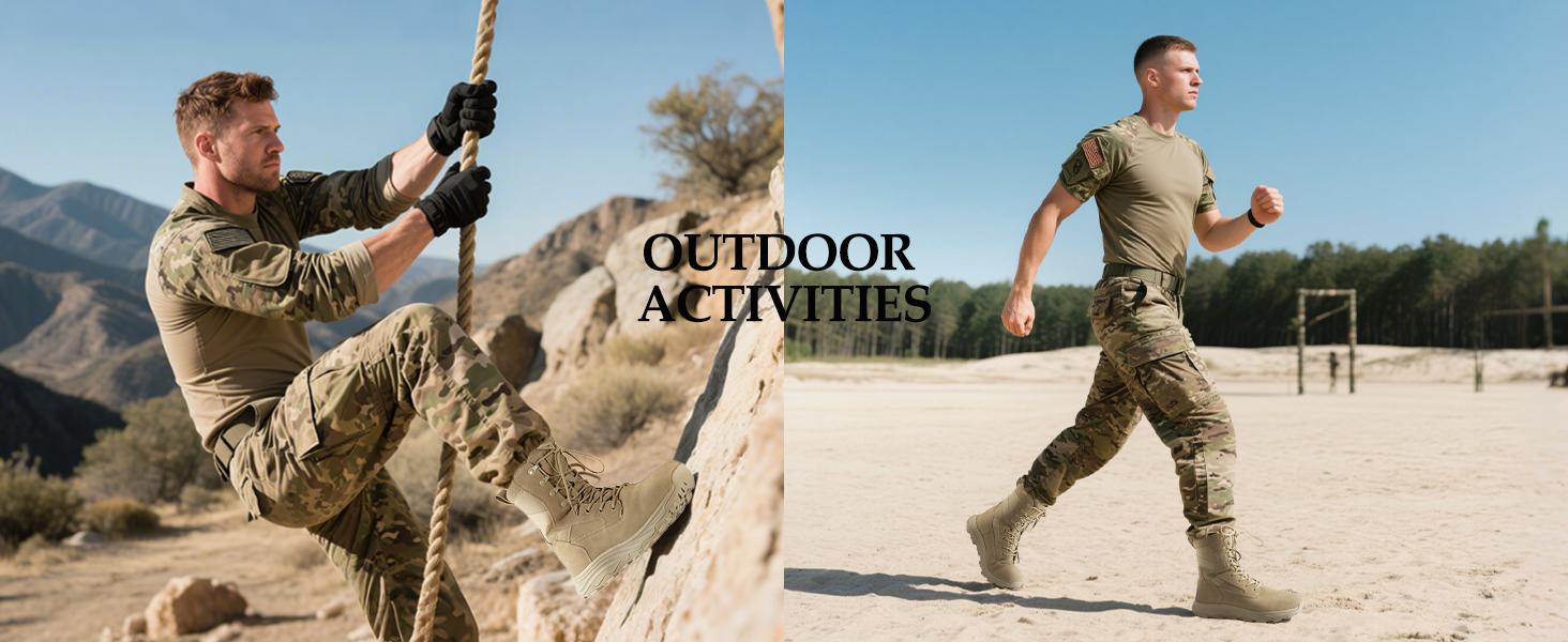 FREE SOLDIER Men's Tactical Boots 8 Inches Military Lightweight Durable Hiking Motorcycle Combat Waterproof Boots