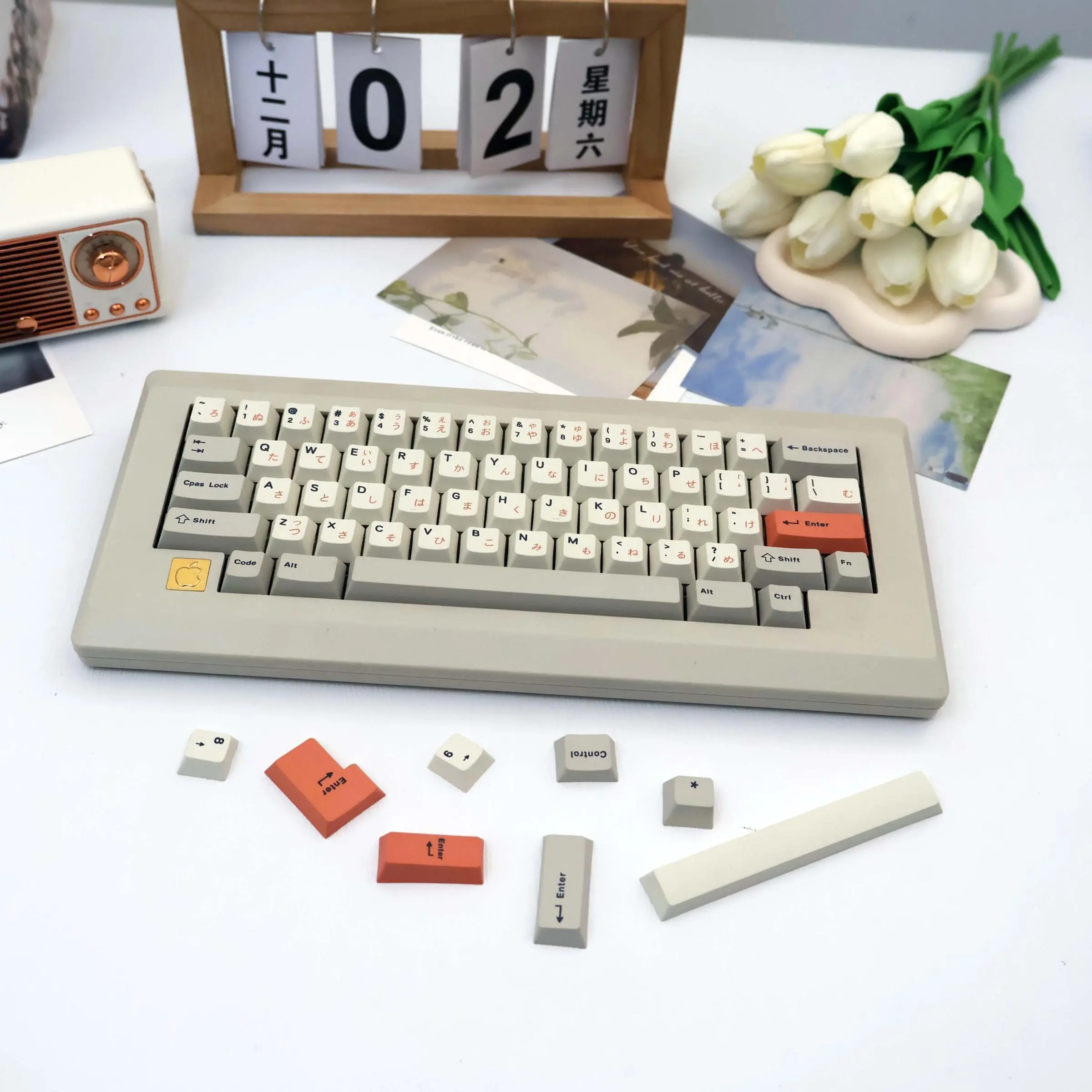 Vintage Pbt Heat Transfer Keycap Set, Craftsmanship, 140+ Keys, Cherry Profile, Includes 7u and Split Spacebar, Compatible with Mx Axes 61/68/87/104 Layouts