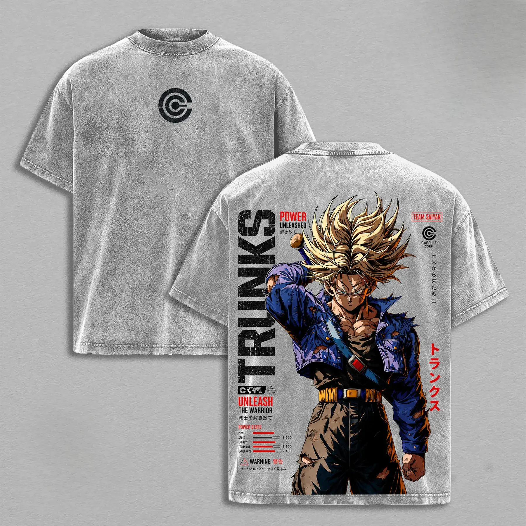 Trunks DBZ T-Shirt, Future Trunks Capsule Corp Graphic Tee, Back Print Vintage 90s Anime Shirt, Graphic Tees Men, Trendy Tshirts, Men's T Shirts, DBZ Streetwear, Unisex Cotton Distressed Tee, Merch For Men, Men Fashion Graphic Tee casual everyday