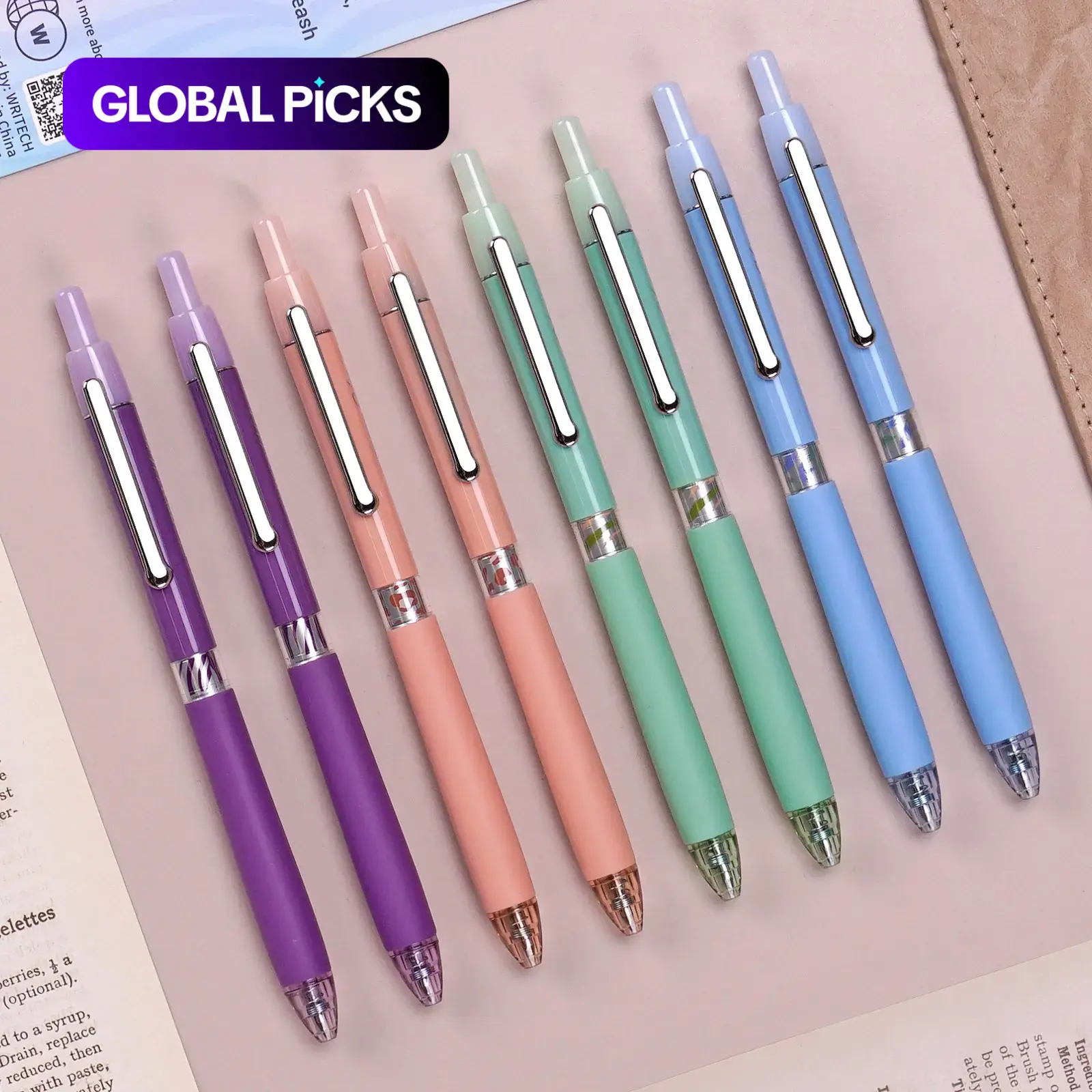 Writech Premium Fine Gel Pens Set of 8, College Student Pen, Retractable Fine Point 0.5mm Ink Touch Pens, Ideal for Smooth Writing, Note Taking, Sketching, Drawing Pens Set #GLOBAL PICKS