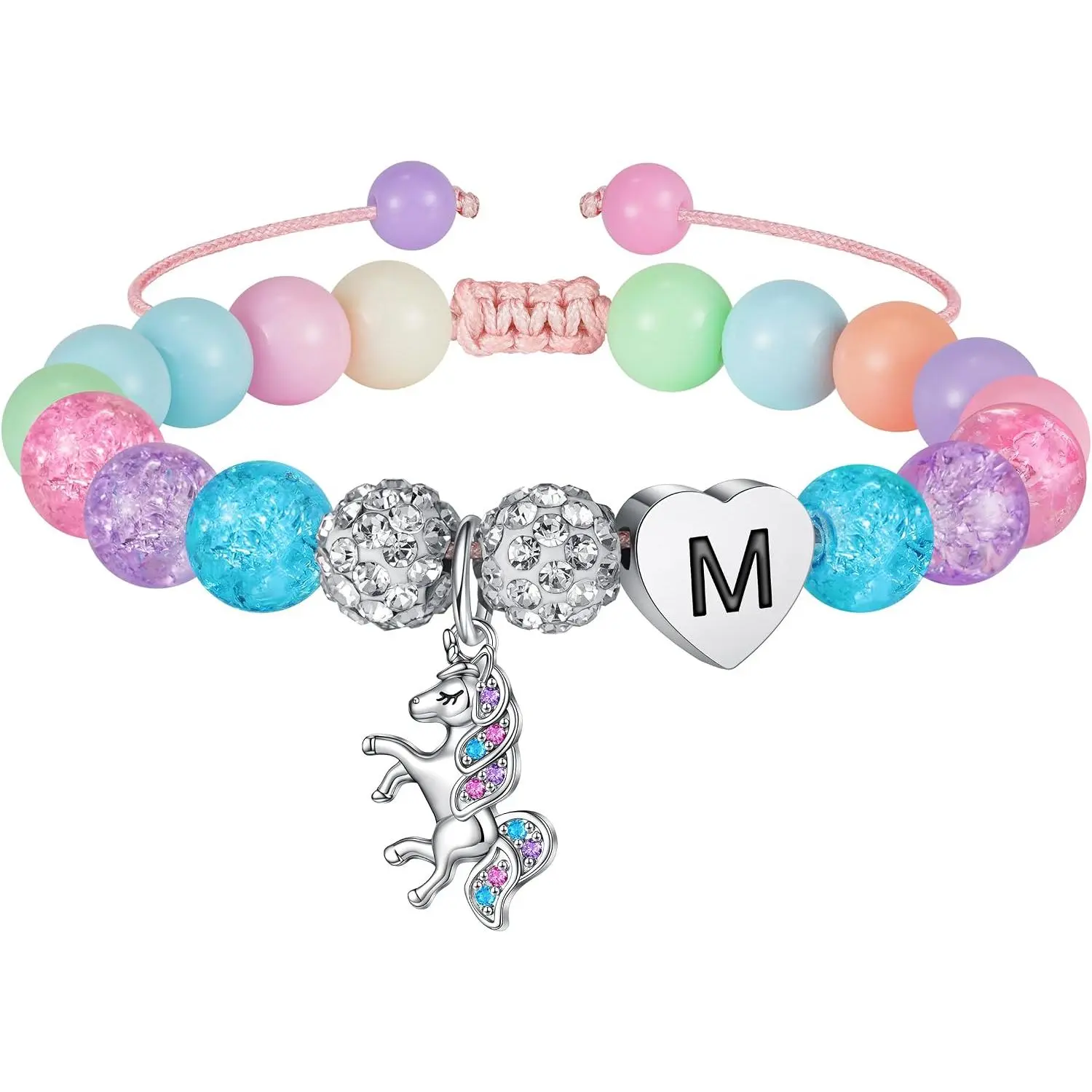 Unicorn Bracelets for Girls, Gifts for Girls | Adjustable Unicorn Bracelet Beaded Initial Bracelet  Birthday Gifts for Girls  Teen Girl