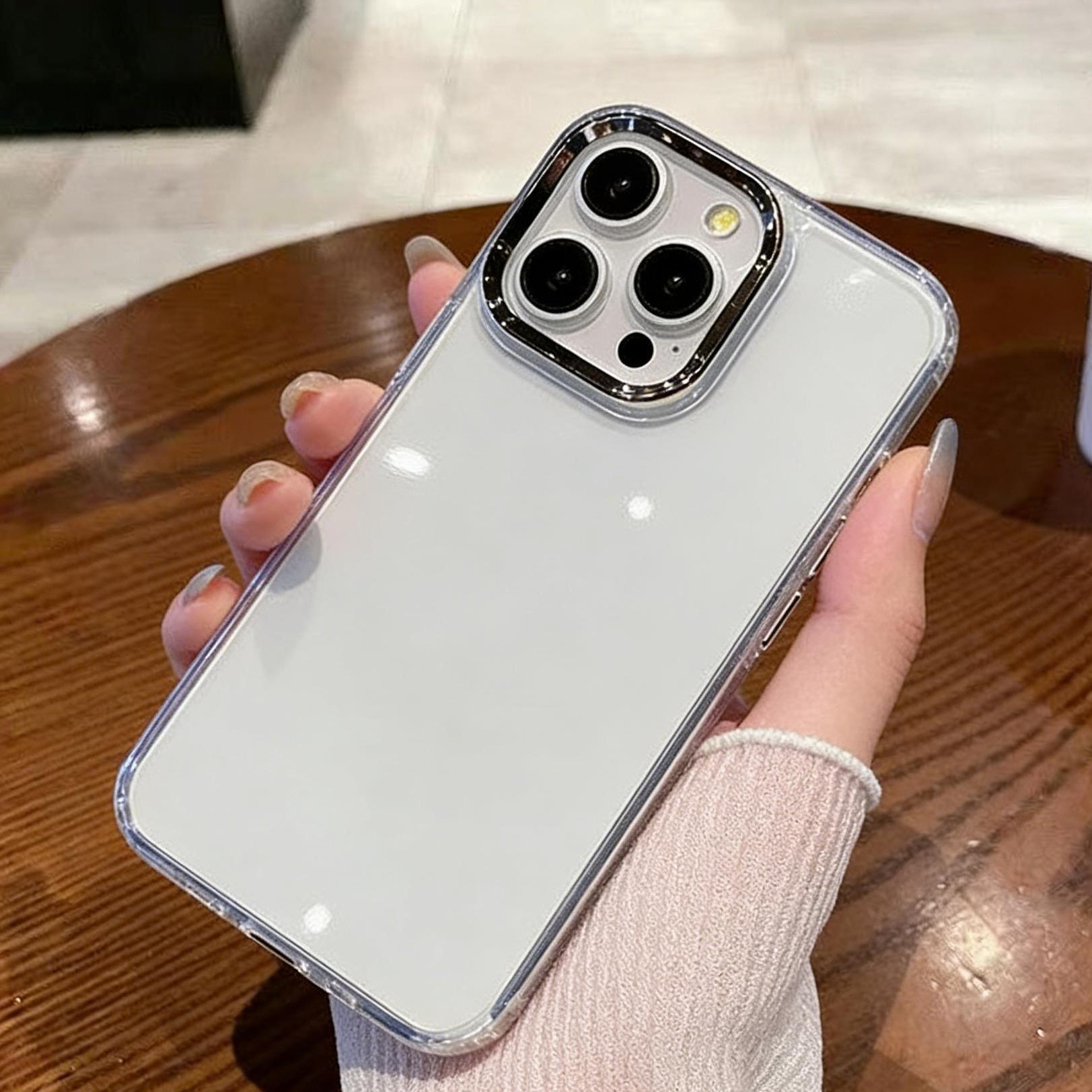 [Buy One Get One Free] Luxurious Transparent iPhone Case, Electroplated Metal Lens Frame, Shockproof TPU Corners, Full Body Protection, High Transparency Slim Soft Case, Suitable for 17 16 15 14 13 12 Pro ProMax Plus Air