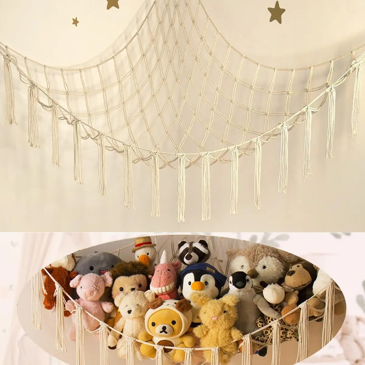 Black/Pink/White Stuffed Animal Storage Hammock Net Corner arge Toy Hammock Net for Stuffed Animals Room Decor - Cute Stuff Animal Organizer Plush Holder - Kids Baby Nursery Essentials Wall Bedroom Home Decor