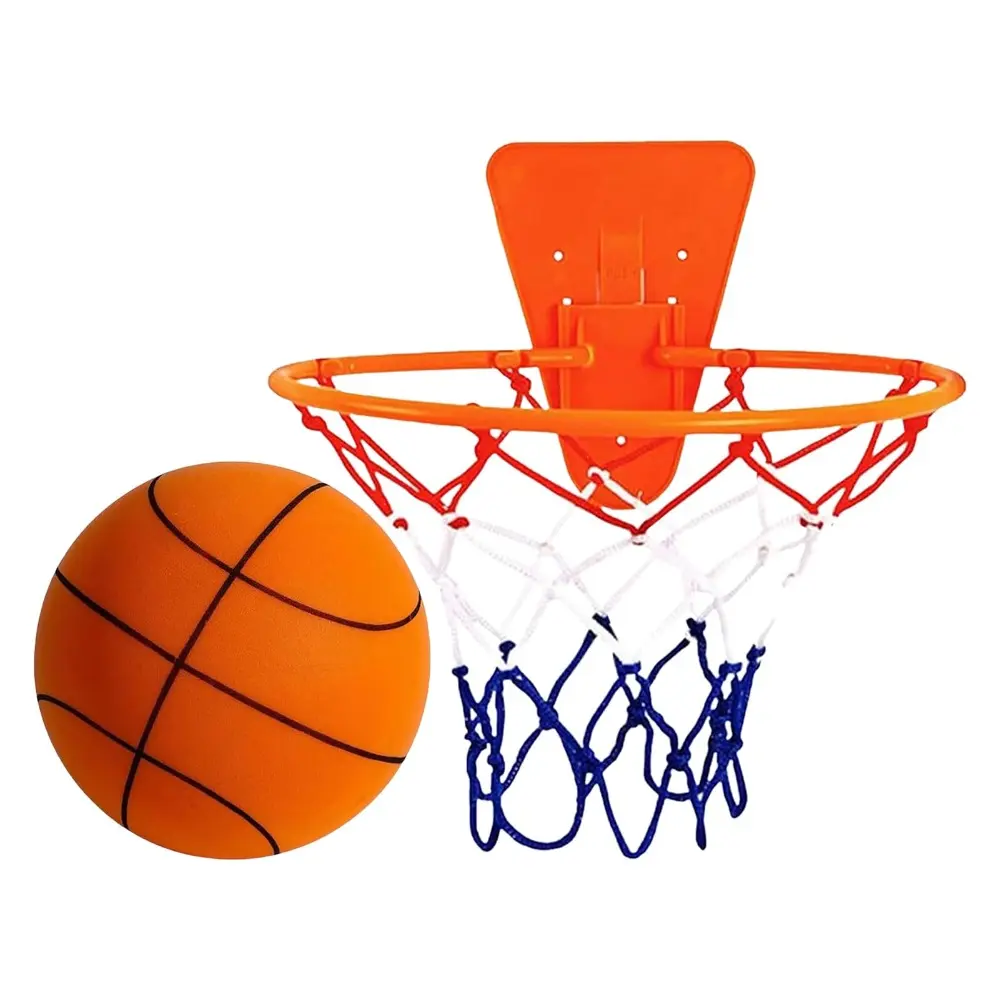 Quiet Basketball Set for Indoor Silent Play - Noise-Free Rebound Ball, Low Noise Basketball & Hoop, Noiseless Foam Basketball Hoop for Home, Office, Apartment, Dorm - Kids Teens Adult Stress Relief Game