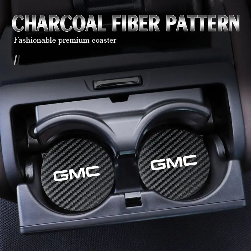 2Pcs Car coaster water anti slip pad silicone waterproof interior accessories For GMC Terrain Sierra Canyon Yukon Acadia Savana Denali AT4 Granite