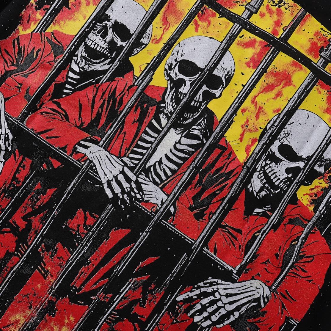 Best Quality Washed Gray Full Rhinestone Bling T-Shirt, Unisex F-Terry Cropped Tee, BKYS Skull Print High Street Hip Hop Rock Retro Y2K Vintage Streetwear, Sparkle Diamond Graphic Casual Short Sleeve Tops for Men Women