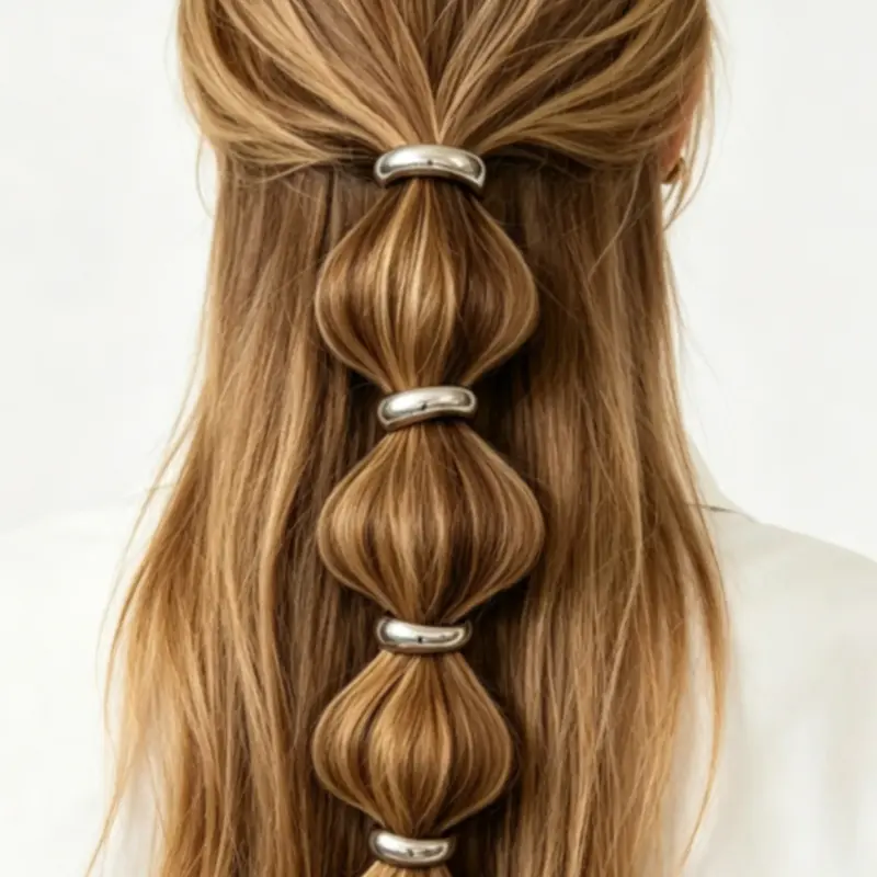 Women's Elegant Metal Hair Ties, Minimalist Headwear Suitable for Thick Hair, Fashion Hair Accessories for Party, Daily Clothing Decor, Elastic Hair Accessory, Minimalist Metal Hairband, Fashionable Hair Accessories