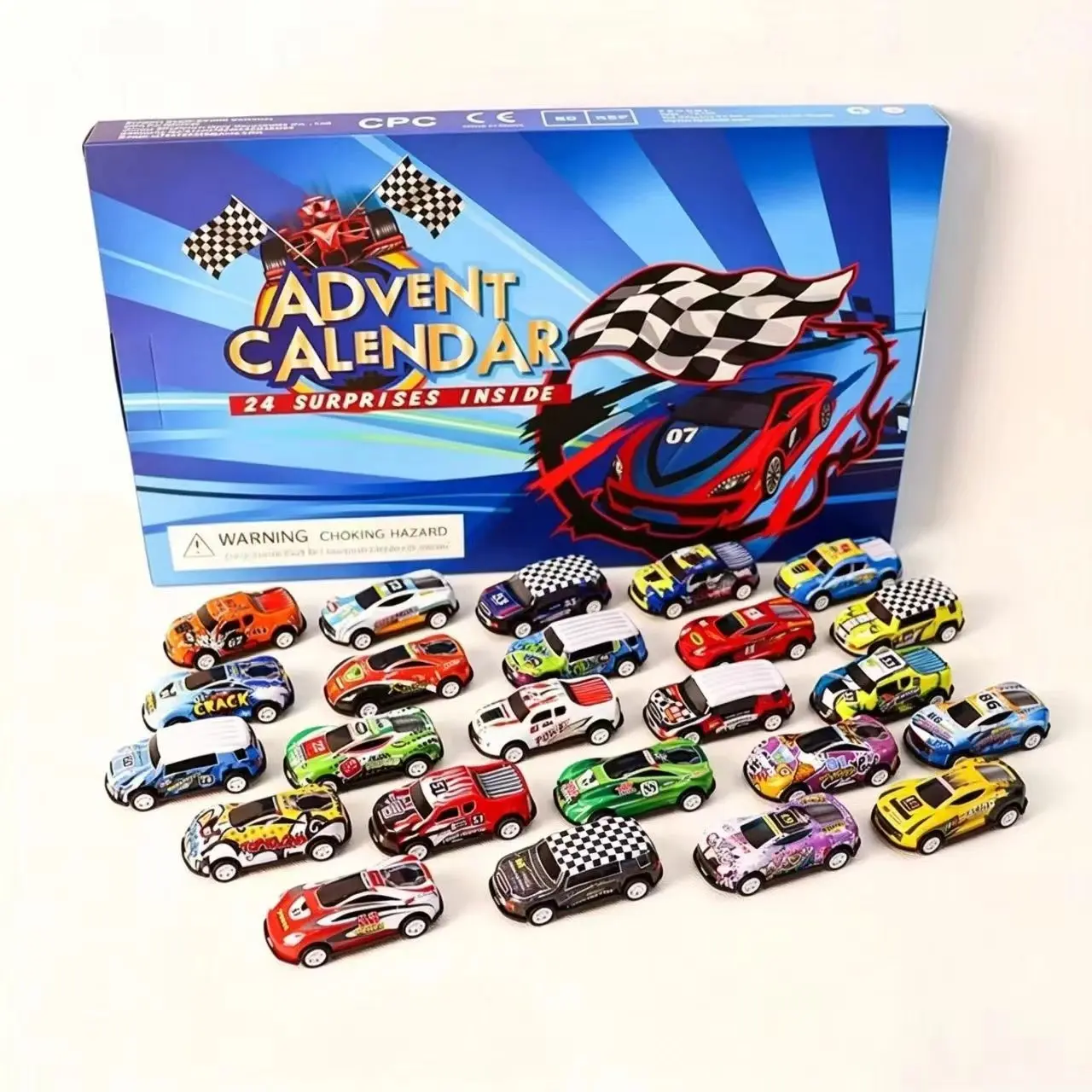 24-Day Racing Christmas Countdown Fun Calendar, Mini Alloy Car Surprise Element Gift Box, Graffiti Style Toy Vehicles, Kids Holiday Blind Box, Halloween Party Toys