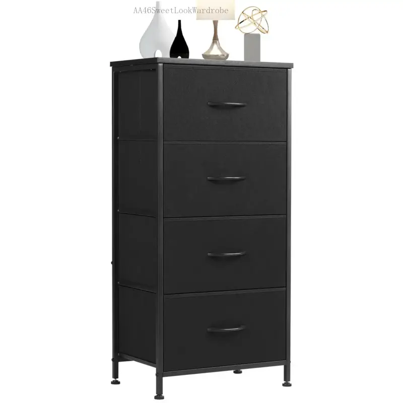 Dresser for Bedroom, Storage Drawers, Skinny Fabric Storage Tower with 4 DrawersAA46SweetLookWardrobe