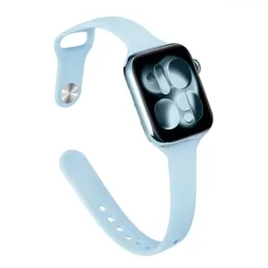Slim Reverse Buckle Silicone Watch Strap, Trending Narrow Curved Ladies Replacement Band Compatible With Apple Watch S10 S11 SE Ultra, Full Sizes 38 40 41 42 44 45 46 49 mm Soft Skin Friendly Wrist Accessory, Thin Adjustable Swap Band, For Daily Casual Lo