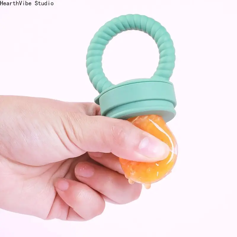 Infant Fruit Feeder Pacifier, Wide Mouth Food Grade Silicone Teether for Soothing Gum Relief and Self Feeding, Pvc