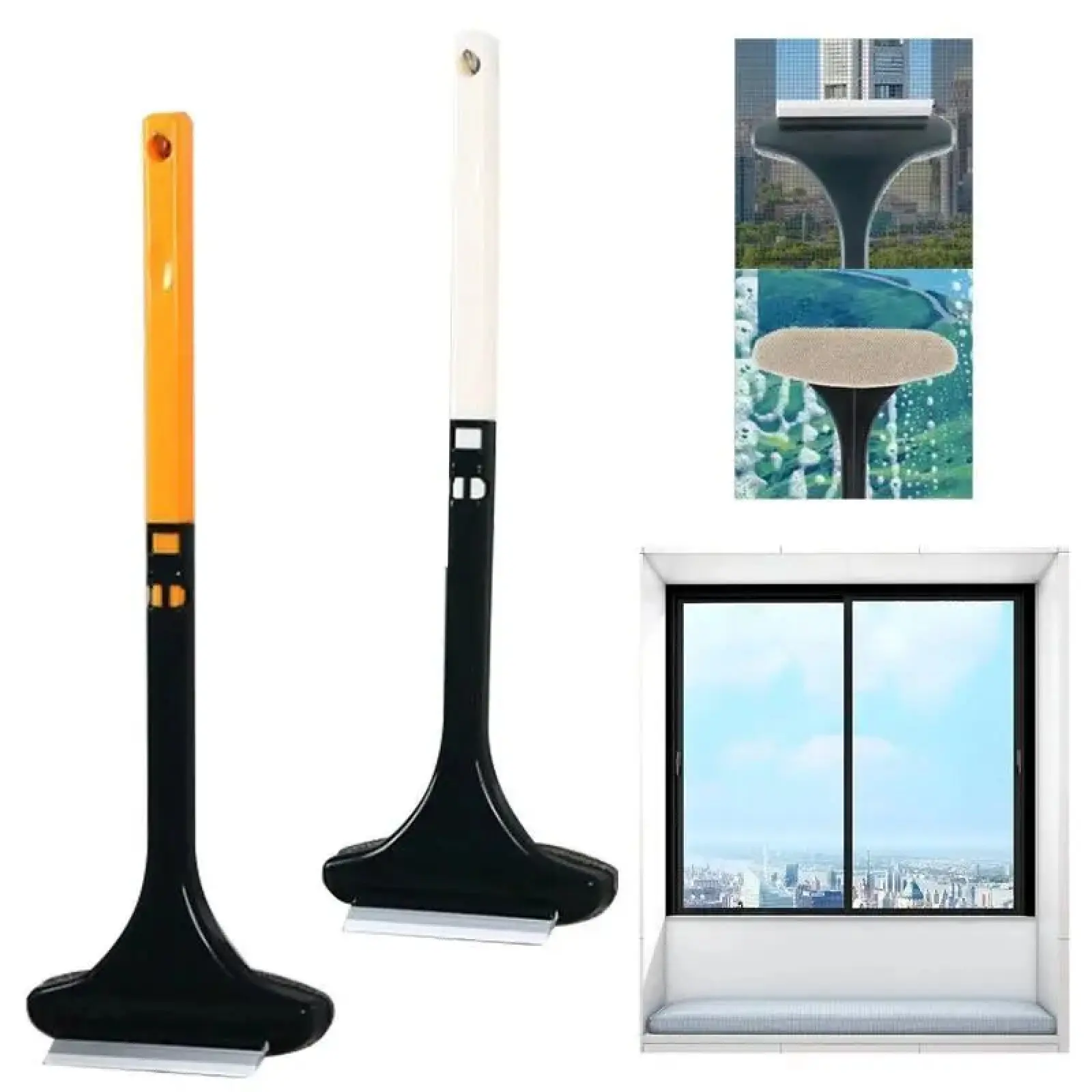 Double-sided Glass Cleaner Scraper Cleaning Brush Multifunctional Window Screen Brush Window Dust Car Household Cleaning Tool,Random Color