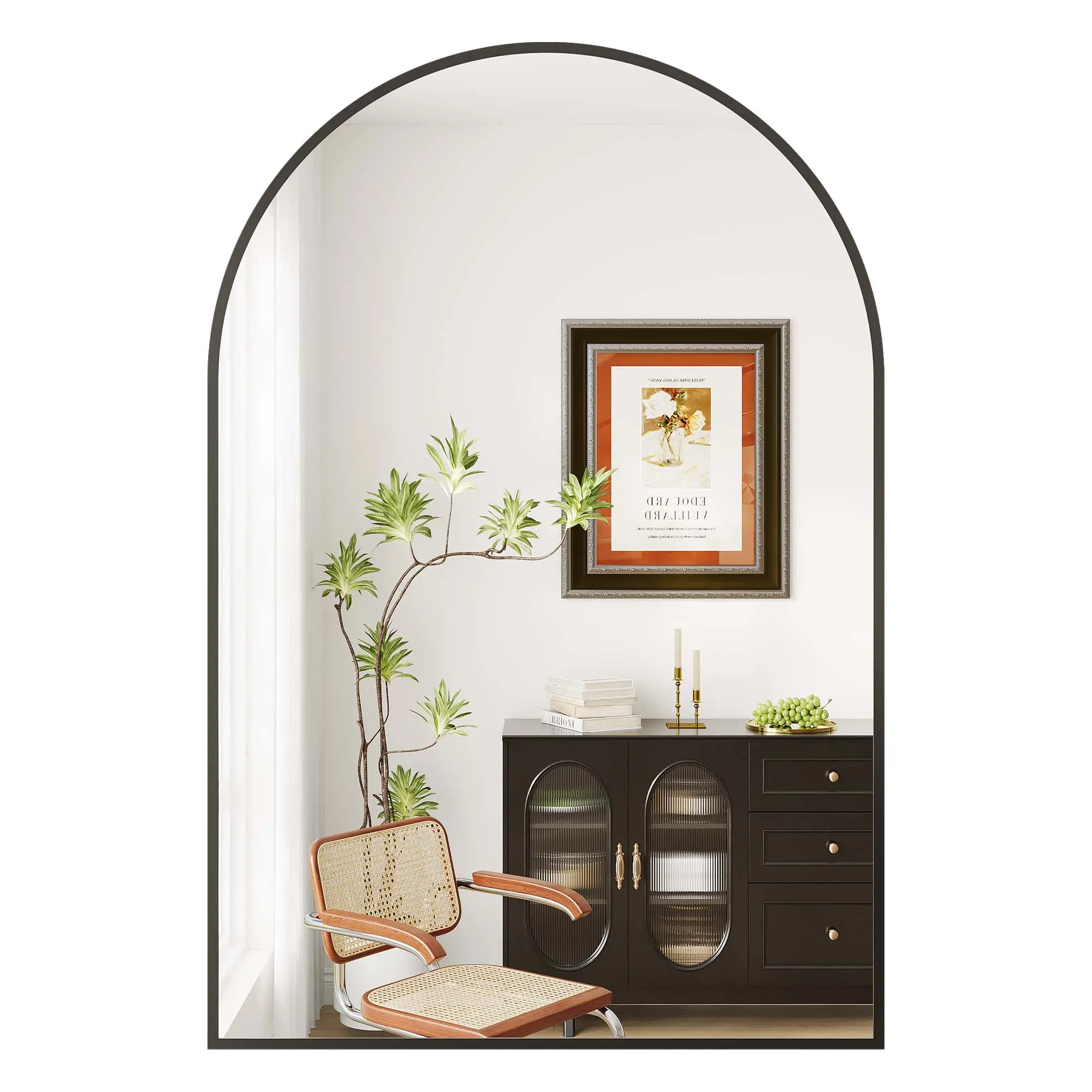 Garvee Modern Arched Bathroom Vanity Mirror – Rust-Resistant Metal Frame, Tempered Glass, Hanging or Leaning – Ideal for Entryway, Living Room, Bedroom, Bathroom – 30x40 Inch – Black or Gold