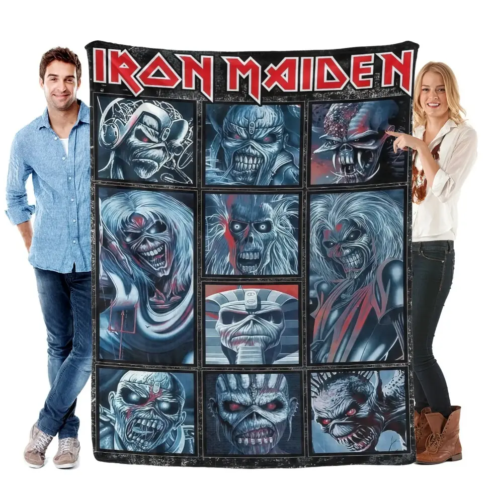 Heavy Metal Legend Collage Throw Blanket, Baby Blanket & Adult Blanket - Classic Zombie Mascot Fleece, Hard Rock Aesthetic Decor, Goth Punk Room Art, Perfect Holiday Birthday Gift for Metalheads & Rock Fans birthday gift