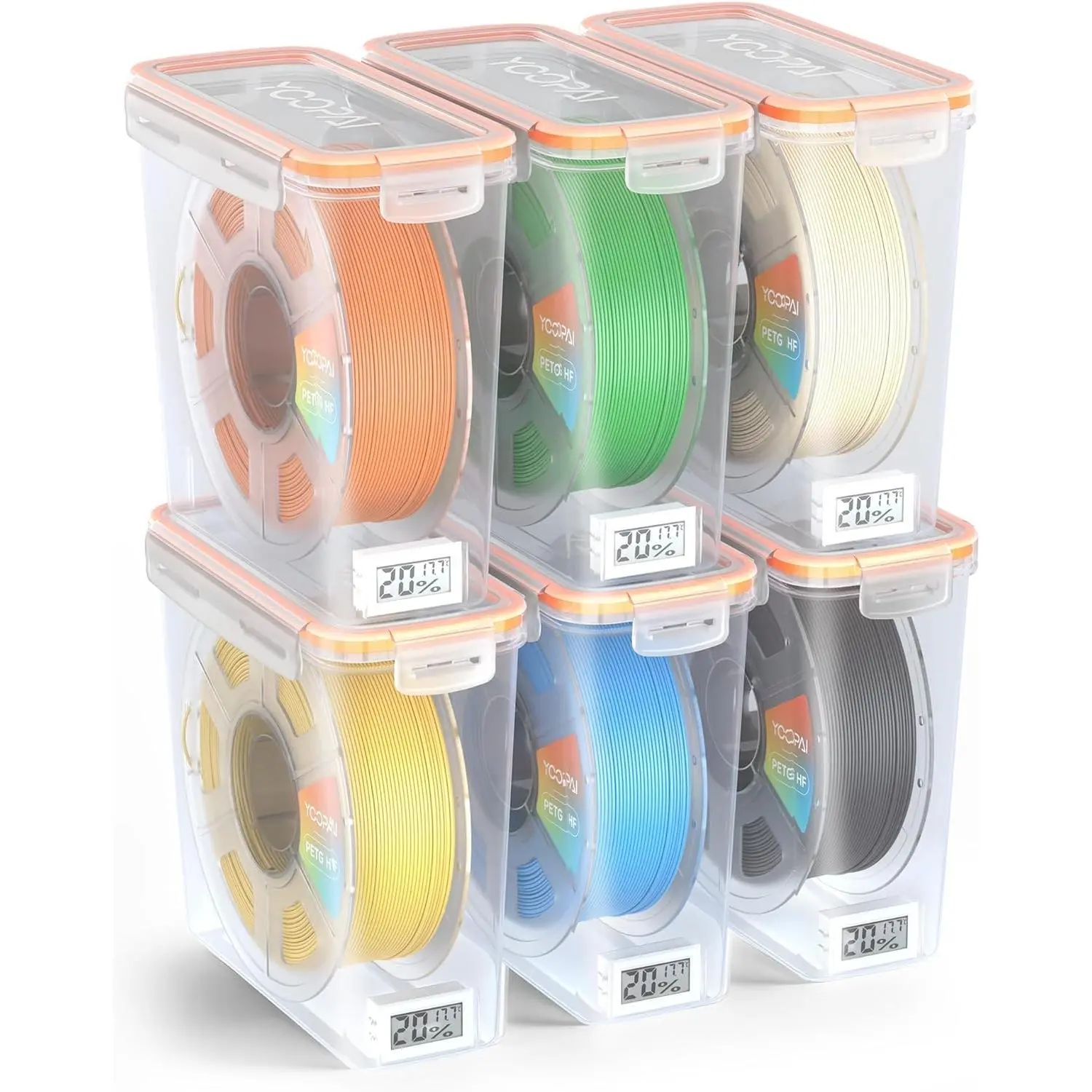 Pro Filament Storage Box with Temperature & Humidity Monitor, Airtight Filament Storage Container with Desiccant for 1KG 1.75mm PLA ABS PETG TPU, Single Spool 3D Printer Filament Storage Box(6)