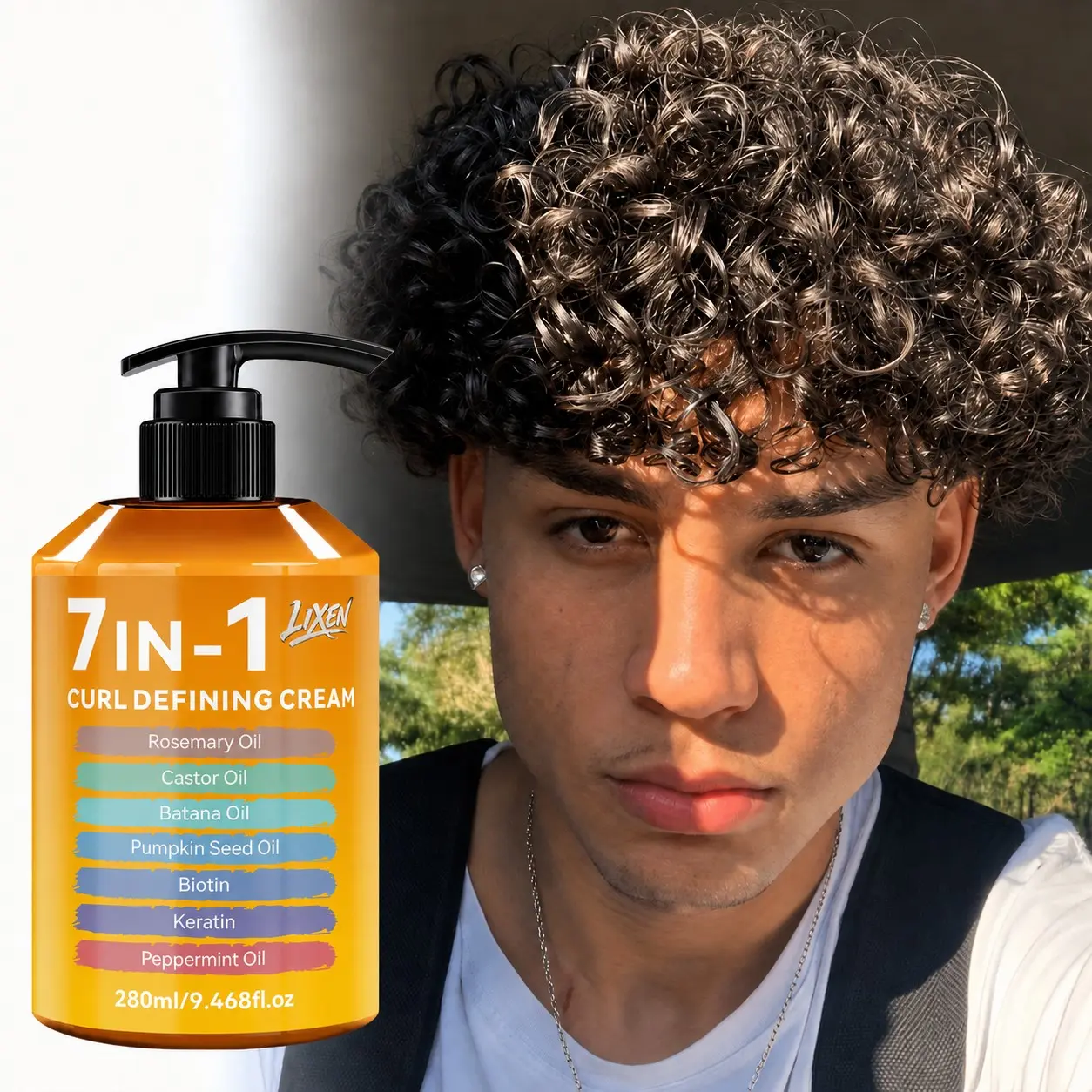 280ML Curling Balm with Moroccan Argan Oil, Natural Volume, Long-Lasting Hold, Moisturizing, Suitable for Wavy and Curly Hair, Anti-Frizz, Nourishing Formula, Smooth