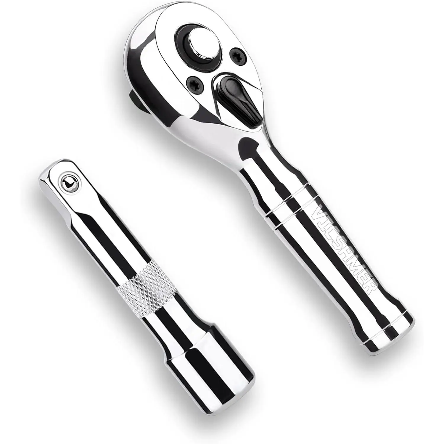 Stubby Ratchet Set- 3/8" Drive Ratchet Handle with a Extension Bars,  for Men 72-T Reversible Quick Release   Mini Ratchet Wrench for Narrow Spaces